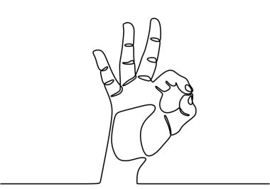 Tek bir el çizimi tamam görüşü gösteriyor. Parmaklar büyük bir devletin sembolünü gösteriyor. El hareketi logosu konsepti beyaz arka planda izole edilmiş grafik sanat tasarımı. Vektör illüstrasyonu