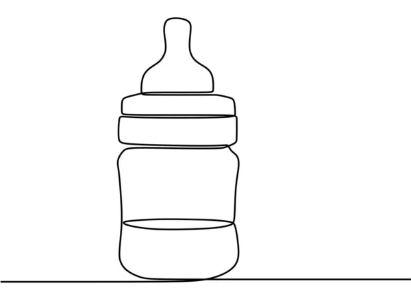 Ciągłe Pojedyncze Narysowane Butelki Karmienia Niemowląt Butelkowy Smoczek Dla Niemowląt — Wektor stockowy