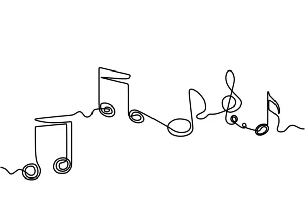 Illustration Vectorielle Note Musique Seul Style Dessin Ligne Continue Symbole — Image vectorielle