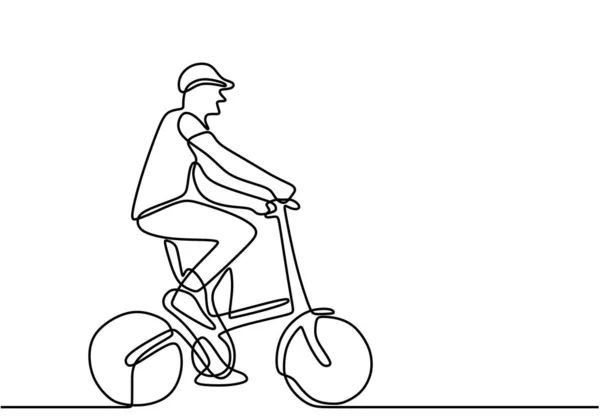 Рисунок Одной Линии Велосипедного Спортсмена Профессиональный Велосипедист Велосипедист Катающийся Улице — стоковый вектор