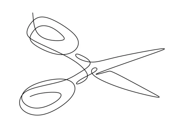 Безперервний Один Лінійний Малюнок Піктограми Ножиць Дизайнерський Елемент Перукарні Ізольовані — стоковий вектор