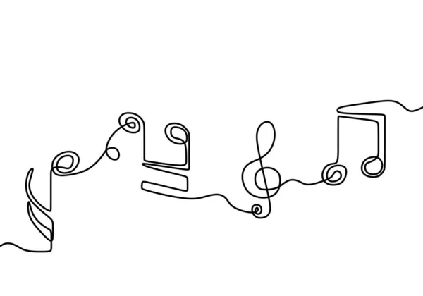 Illustration Vectorielle Note Musique Seul Style Dessin Ligne Continue Symbole — Image vectorielle