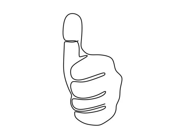 Одной Линии Нарисована Рука Отличным Знаком Рука Поднятым Пальцем Нарисована — стоковый вектор