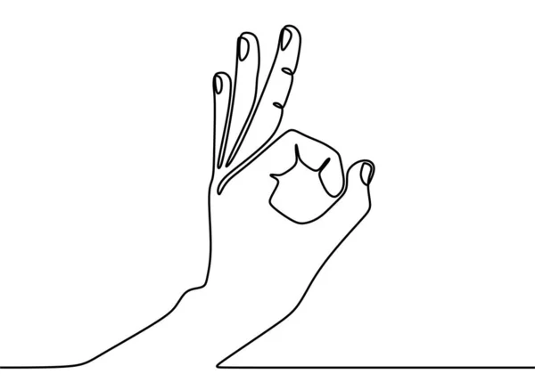 Desenho Uma Única Linha Mão Mostrando Visão Dedos Mostrando Símbolo — Vetor de Stock