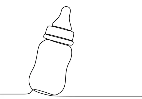 Ciągłe Pojedyncze Narysowane Butelki Karmienia Niemowląt Butelkowy Smoczek Dla Niemowląt — Wektor stockowy