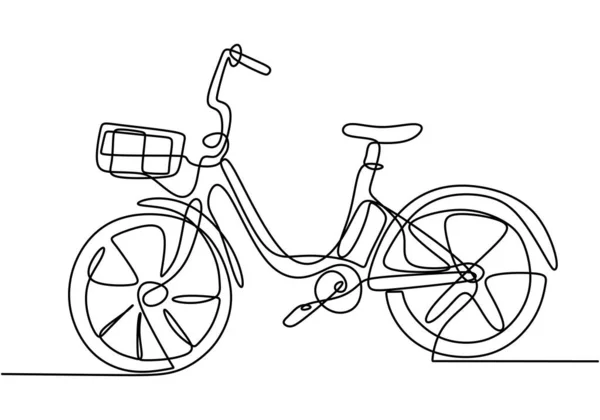 1本の線画または連続線画自転車のベクトル図 自転車の手描きのビジネスコンセプトスケッチ伝統的な交通機関 健康的なライフスタイルミニマリストスタイル — ストックベクタ