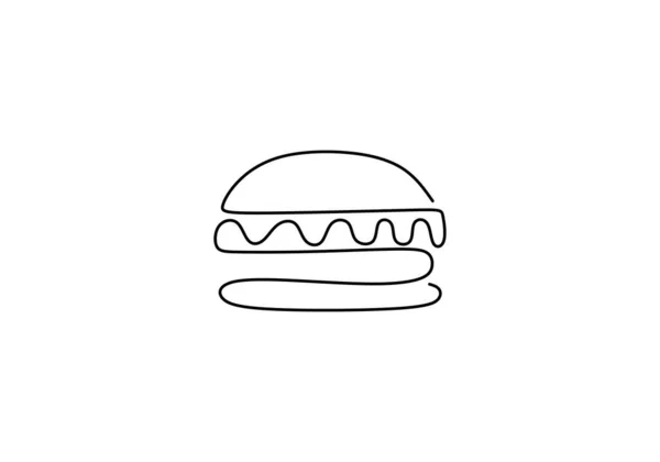 Kontinuální Kresba Jedné Čáry Vektor Symbolu Ikony Burger Minimalismus Design — Stockový vektor