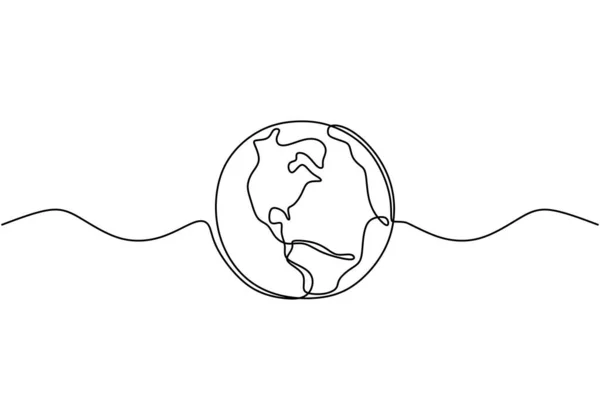 Globo Terra Desenho Linha Mapa Mundo Ilustração Vetorial Design Minimalista — Vetor de Stock