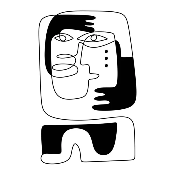 Tribal People Abstract Native Aztec Continuous One Line Drawing Minimalism — Stock Vector