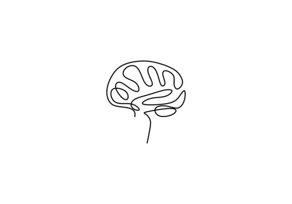 Jedna Linie Mozkové Siluety Mozkové Implantáty Nervové Implantáty Lidský Mozek — Stockový vektor