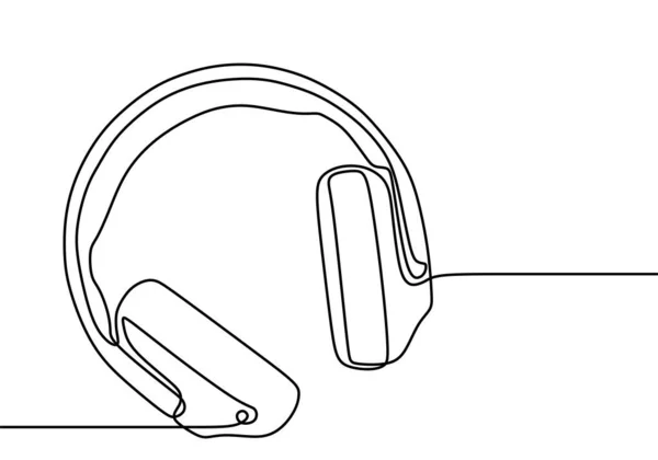 Dibujo Una Línea Dispositivo Altavoz Auriculares Gadget Diseño Arte Línea — Vector de stock