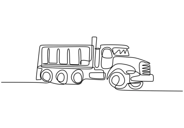 Dibujo Una Sola Línea Camión Volquete Minero Grande Para Cargar — Archivo Imágenes Vectoriales