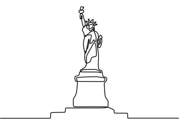 Özgürlük Anıtı Devamlı Çizgi Çizimi New York Simgesi Tatil Tatili — Stok Vektör