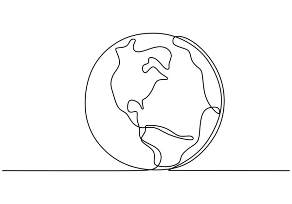 Земной Шар Одна Линия Рисунок Вектора Мировой Карты Иллюстрации Минималистский — стоковый вектор