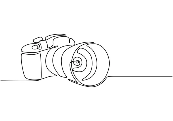 One Line Camera Design Dslr Camera Digital Vector Single Continuous — Stock Vector