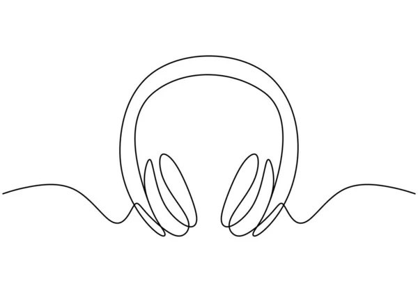 Eine Linienzeichnung Von Kopfhörer Lautsprecher Gerät Gadget Kontinuierliche Lineare Design — Stockvektor