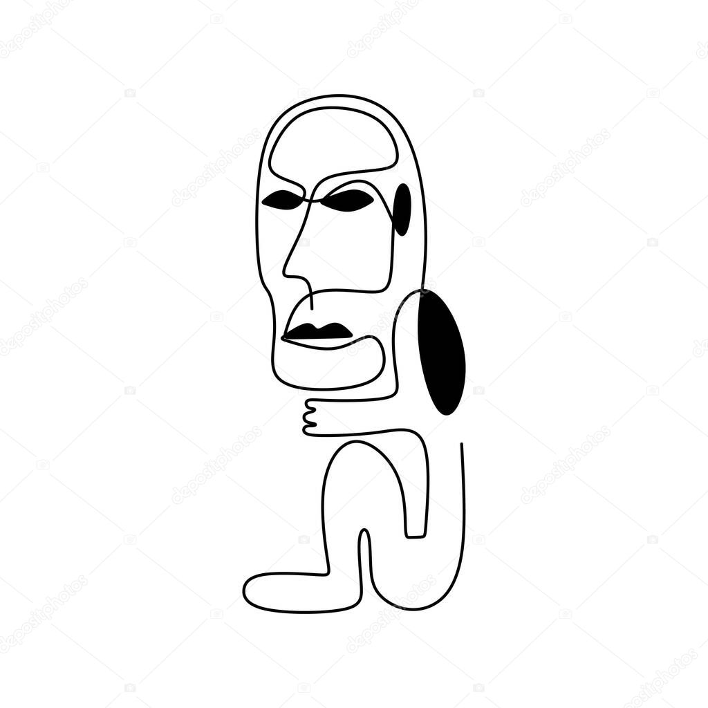 One Line Drawing Ethnic Human Modern Continuous Line Art Tribal Portrait Abstract Man With Sad Face Ethnic Style Vector Illustration For Posters Wall Decor Tote Bag T Shirt Print Mobile Case Premium One Line Drawing Ethnic Human Modern Continuous Line Art Tribal Portrait Abstract Man With Sad Face Ethnic Style Vector Illustration For Posters Wall Decor Tote Bag T Shirt Print Mobile Case Premium
