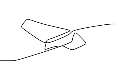 Kağıt Düzlem 'in Bir Çizgisi, Beyaz Arkaplanda İzole Edilmiş Vektör Devamlılığı Tek Çizgi Sanatı. Minimalizm uçak el çizimi tarzı. Minimalist Çizim Katılımı Sanatı.