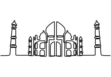 Cami sürekli tek bir çizgi çiziyor. Minimalist tasarım beyaz arkaplan sembolü şeklinde izole edilmiş.