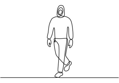 Yürüyen doktor, beyaz bir arkaplanda minimalist tasarımı olan sars covid-19 'a karşı güvenlik üniforması kullanıyor..