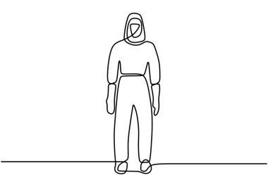 Bir doktor, beyaz arka planda minimalist tasarımı olan sars covid-19 'a karşı güvenlik üniforması kullanır..