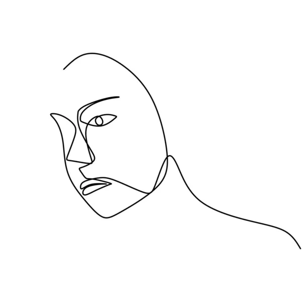 Mujer Frente Una Línea Dibujo Abstracto Mujer Hermosa Diseño Minimalista — Vector de stock