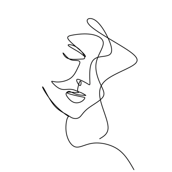 Vector Abstracto Ilustración Moda Una Línea Dibujo Mujer Cerca Cara — Archivo Imágenes Vectoriales