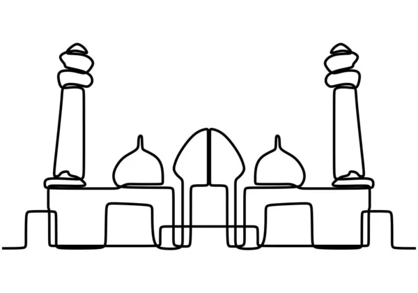 Moderne Moskee Hand Getekend Vector Omtrek Schets Een Continue Lijn — Stockvector