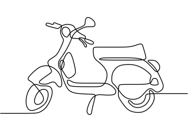 Line Vespa Scooter Motorcycle Continuous Line Drawing Minimalist Design Isolated — Stock Vector