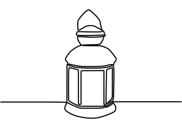 Lanterne Ramadan Dessin Une Ligne Style Minimalisme Illustration Vectorielle Avec — Image vectorielle