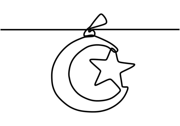 Ramazan Kareem Bir Çizgi Çizimi Yıldızı Minimalist Tasarımı Tek Bir — Stok Vektör