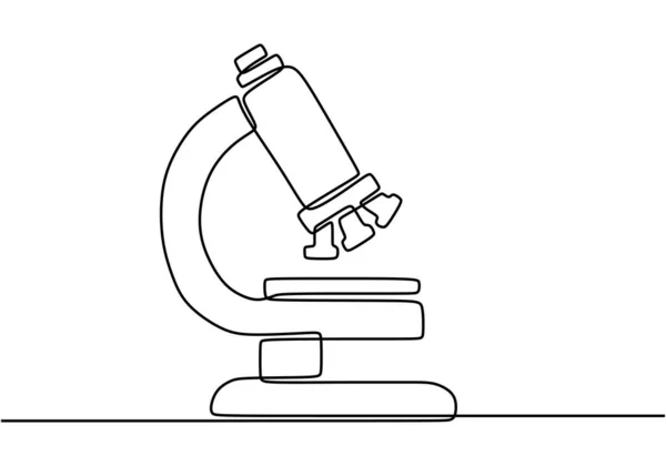 Eine Linienzeichnung Des Wissenschaftlichen Mikroskops Isoliert Einem Weißen Hintergrund — Stockvektor
