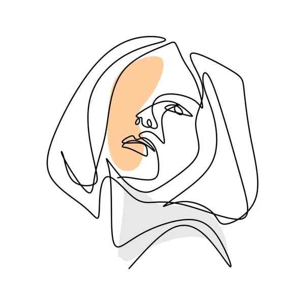 Vector Abstracto Ilustración Moda Una Línea Dibujo Mujer Cerca Cara — Archivo Imágenes Vectoriales