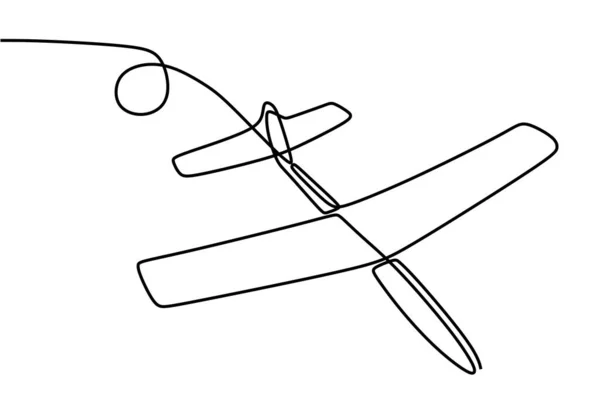 Disegno Linee Continue Aeroplano Carta Con Vettore Linearte Isolato Uno — Vettoriale Stock