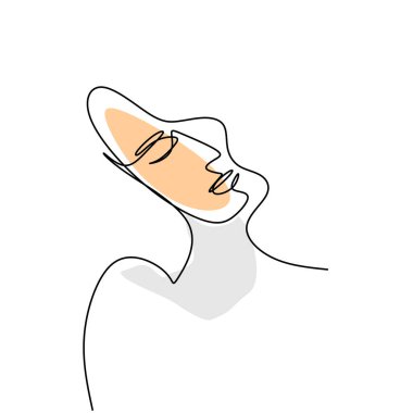 Abstract poster woman face. One line drawing style. Female beauty fashion minimalist concept. Contour face line art design for t-shirt fashion print, logo, emblem, template. Vector illustration vector Abstract poster woman face. One line drawing style. Female beauty fashion minimalist concept. Contour face line art design for t-shirt fashion print, logo, emblem, template. Vector illustration vector