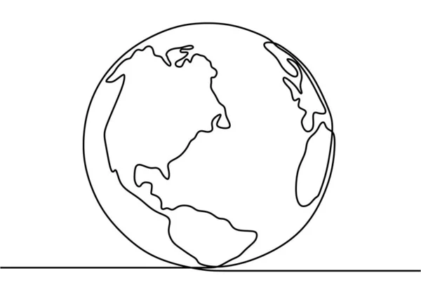 基于白色背景的世界地图矢量的地球一线图简约设计 — 图库矢量图片