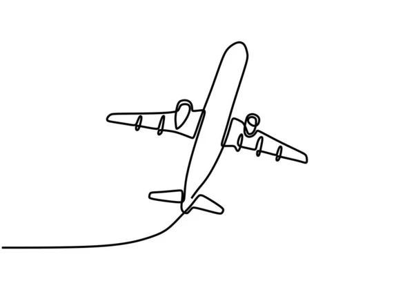 Kontinuerlig Linje Ritning Flygplan Modern Minimalistisk Stil Vektor Illustration Med — Stock vektor