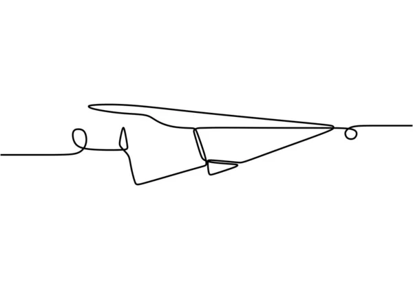 Dessin Continu Une Ligne Avion Volant Papier Objet Isolé Avec — Image vectorielle