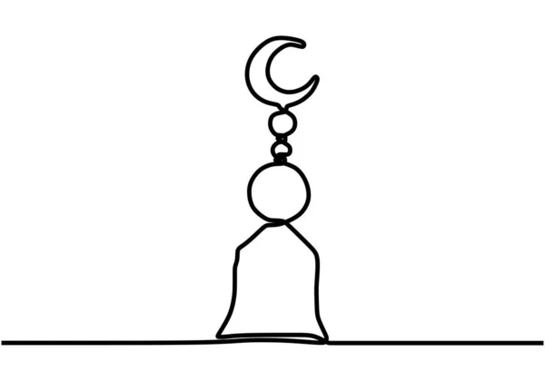 Ciągły Narysował Jedną Linię Odosobnionego Symbolu Godła Religii Księżyc Muzułmański — Wektor stockowy