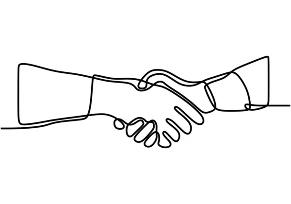 Handshake Continuous Line Vector Drawing Business Agreement Vector Concept One — Stock Vector