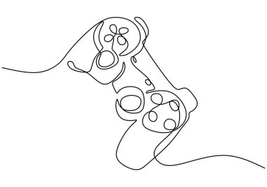 Bir tane aralıksız joystick çizimi. Beyazların arka planında izole edilmiş minimalizm el çizimi oyunu oynamak için bir oyun çubuğu. PC için modern kablosuz oyun denetleyici. Vektör illüstrasyonu