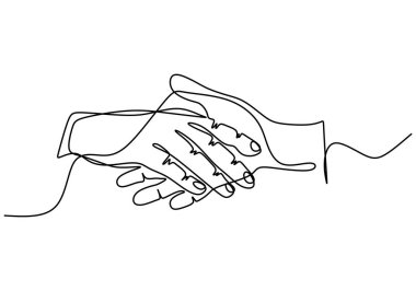 Sürekli tek bir çizgi halinde kadın ve erkek el ele tutuşuyor. El ele tutuşarak sevginin ifadesi beyaz arka planda izole edilir. Romantik konsept minimalist tarzda. Vektör illüstrasyonu