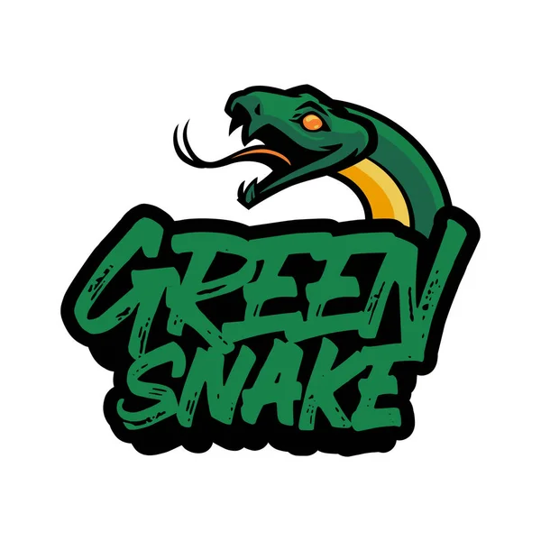 Ručně Kreslené Ilustrace Zelené Hadí Hlavy Izolované Bílém Pozadí Pro — Stockový vektor