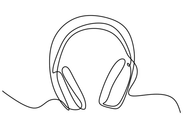 Dibujo Una Línea Dispositivo Altavoz Auriculares Gadget Audio Auriculares Para — Archivo Imágenes Vectoriales