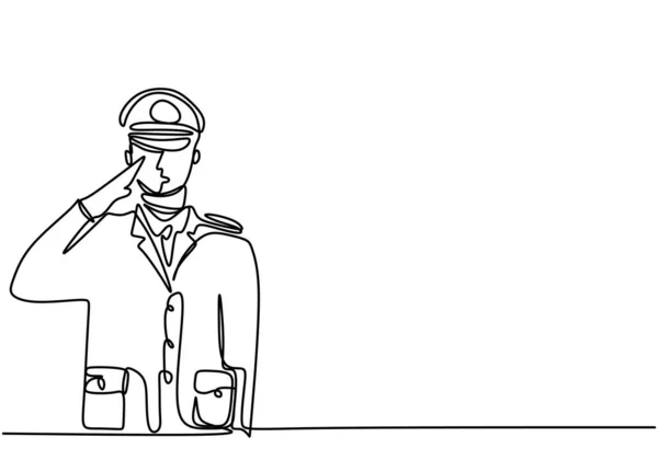 Nepřetržitá Jednořádková Kresba Policejního Majora Policista Uniformě Muž Policista Čepici — Stockový vektor