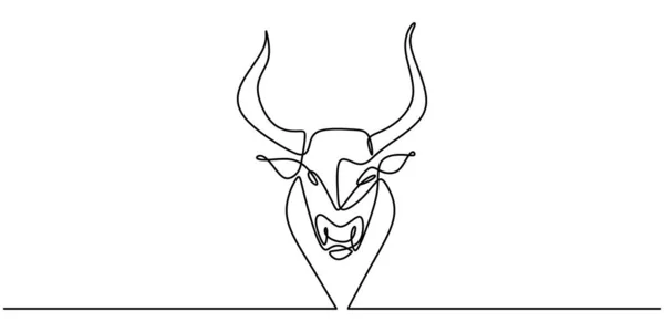 Una Línea Continua Dibujando Vaca Toro Conservación Del Parque Nacional — Vector de stock