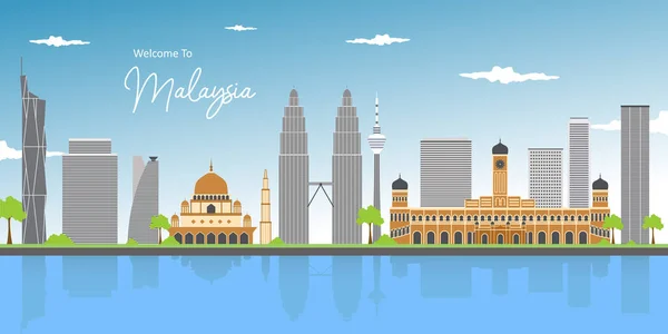 Csodálatos Festői Panoráma Városkép Közepén Kuala Lumpur Belvárosában Városkép Kora — Stock Vector