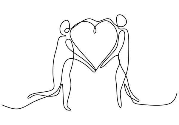 Una Línea Continua Dibujo Manos Mostrando Signo Amor Manos Mujer — Archivo Imágenes Vectoriales