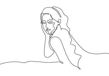 Beyaz arkaplanda izole edilmiş sürekli bir yüz çizgisi.