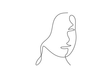 Yüzü soyut çizmeye devam et. Minimalizm vektörü beyaz arkaplanda izole edildi.